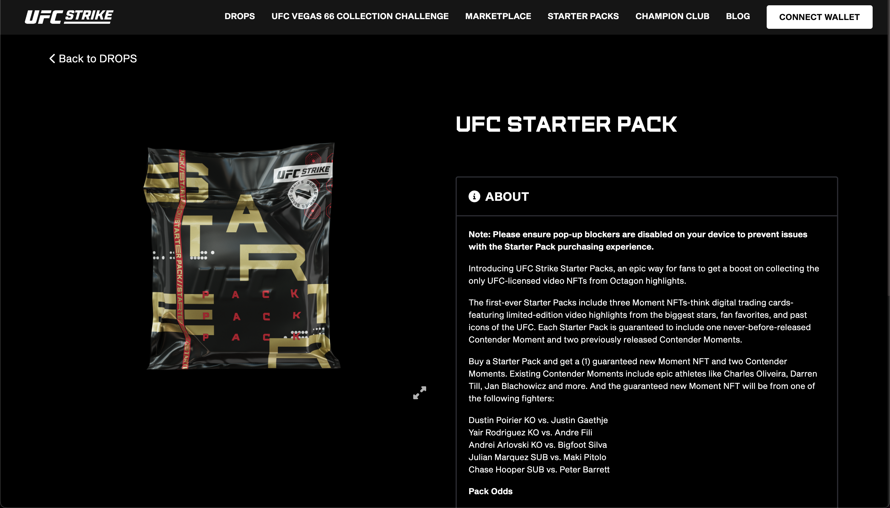 UFC Strike main page