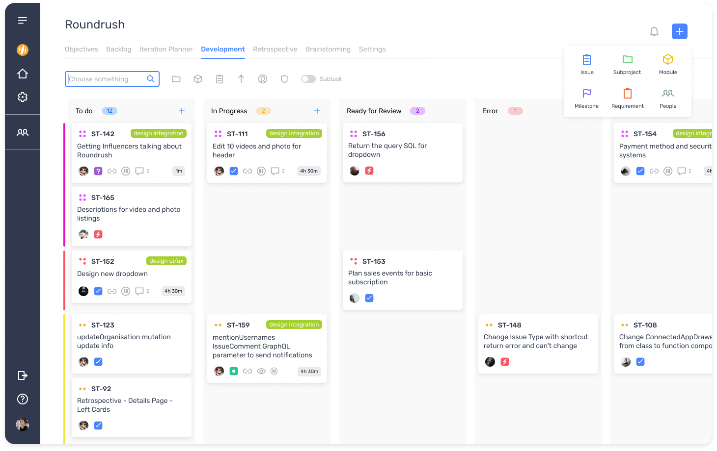 Round rush project board